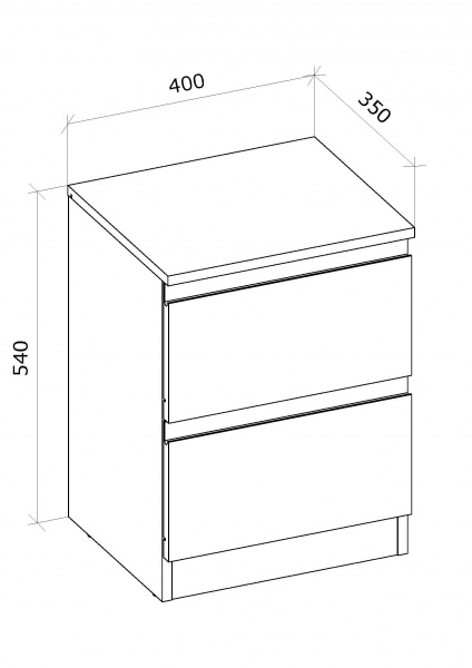 Тумба прикроватная Грейд Эстер 2ш 400x350x540 мм дуб сонома 