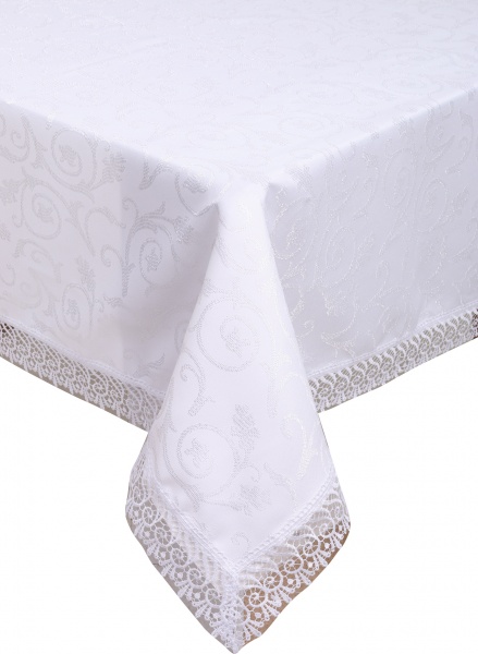 Скатерть с гипюром KDK 160x300 см белый Karna 