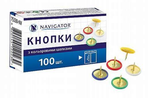Кнопки канцелярські Navigator 100 шт. кольорові 75330-NV 