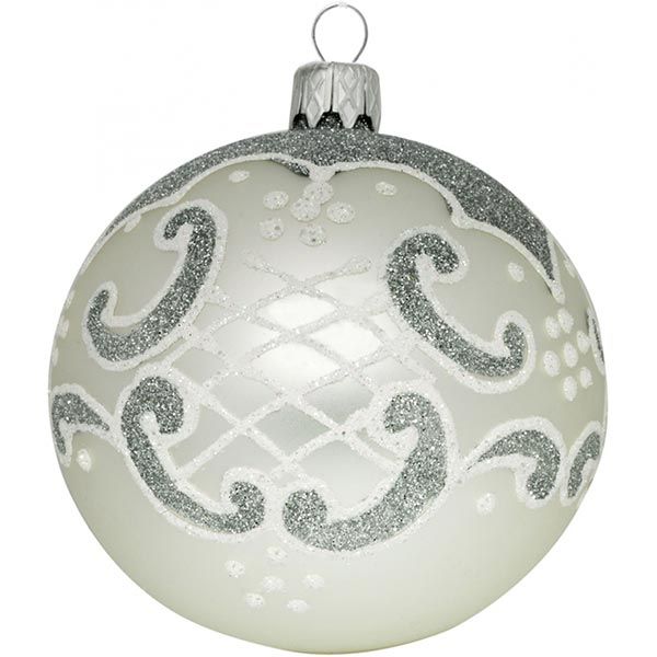 Шарик новогодний 4893-2 серебряный матовый 80 мм
