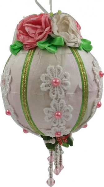 Елочная игрушка Шар с украшениями средний 17 см 