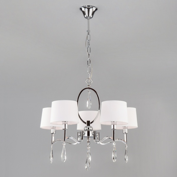 Люстра подвесная Strotskis Madera Wi-Fi 5x40 Вт E14 белый/хром 10127/5 (хром) 