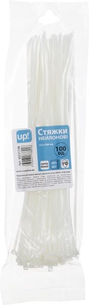 Стяжка кабельна UP! (Underprice) 3.6х300 мм 100 шт. білий 
