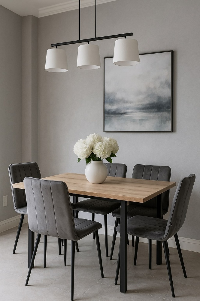 Стілець TWINSANN Міо 450x600x830 мм (ніжки конусні метал) сірий / чорний