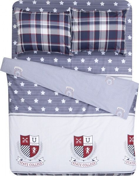 Комплект постільної білизни University 1,5 сіро-синій La Nuit 