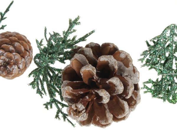 Декорация новогодняя Гирлянда с шишками и ягодами заснеженная 100 см EPI-C6155784