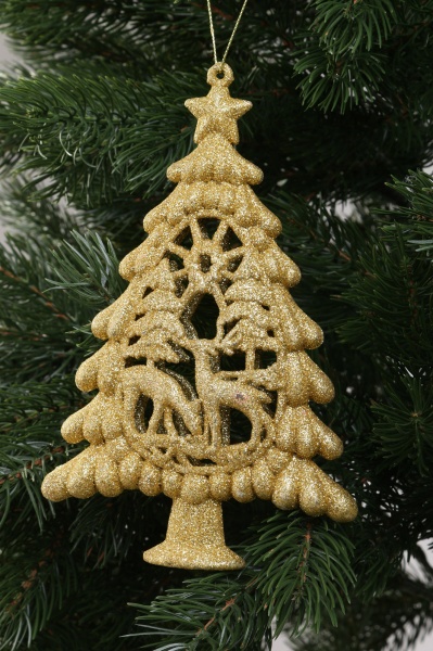 Декоративная подвеска Елка LD08083 20 см золотой