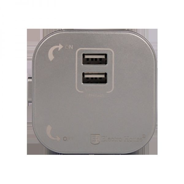 Розетка USB подвійна із заземленням ElectroHоuse Unique Elegance Подвійна USB розетка трекова (срібло) без кришк