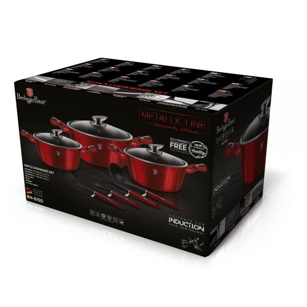 Набор посуды Metallic Line BURGUNDY Edition 10 предметов BH 6150 Berlinger