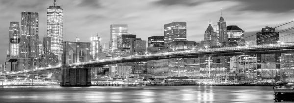 Репродукция Бруклинский мост-2 ч/б 50x150 см Арт Фемелі 
