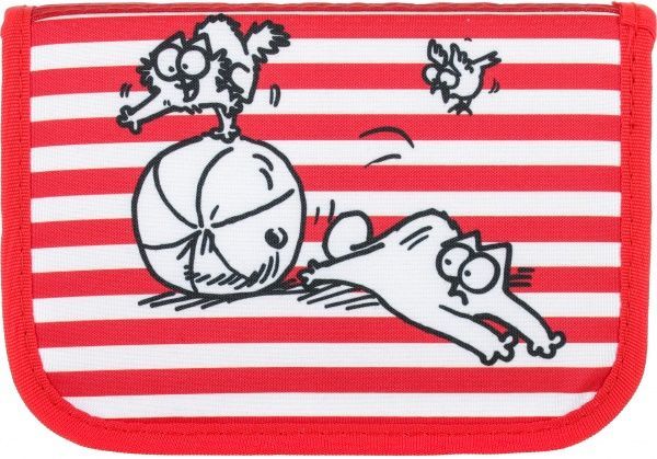 Пенал школьный Кот и мяч Simon's Cat красный с белым