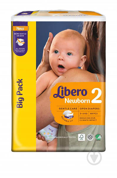 Подгузники Libero New Born 2 3-6 кг 88 шт.