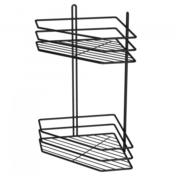 Полка для ванной 2-ярусная 25 см черная 
