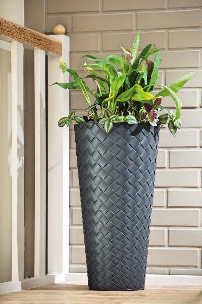 Горщик пластиковий Form Plastic Маката Слім-40 круглий 63л антрацит (2850-014) 