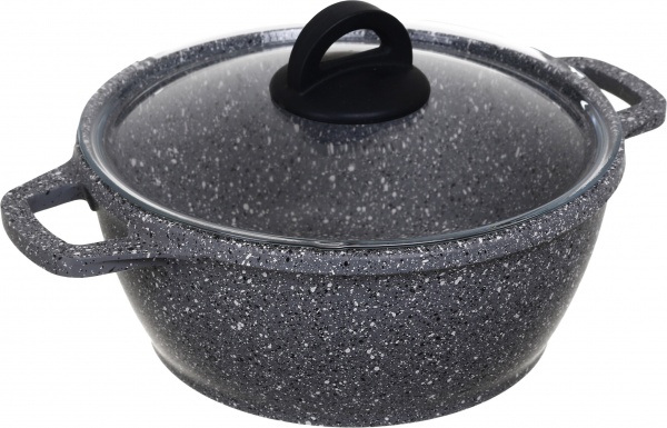 Кастрюля 24 см 3,6 л с антипригарным покрытием Гранит Грей К406РС Biol