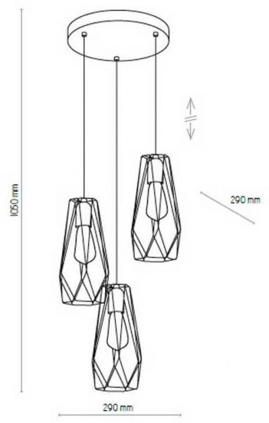 Світильник підвісний TK Lighting LUGO CHROM 3x60 Вт E27 сріблястий 2846 