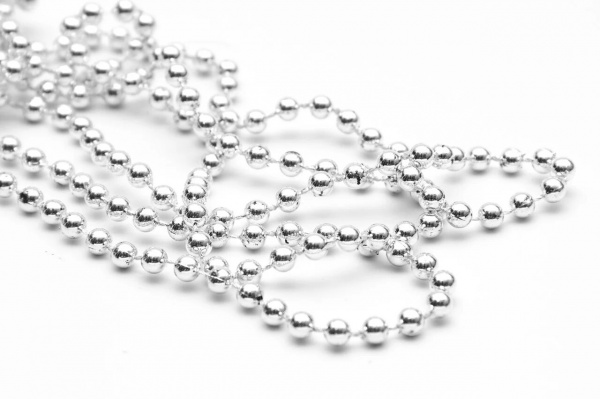 Намисто для ялинки срібне, 5 мм х 6 м, 250089
