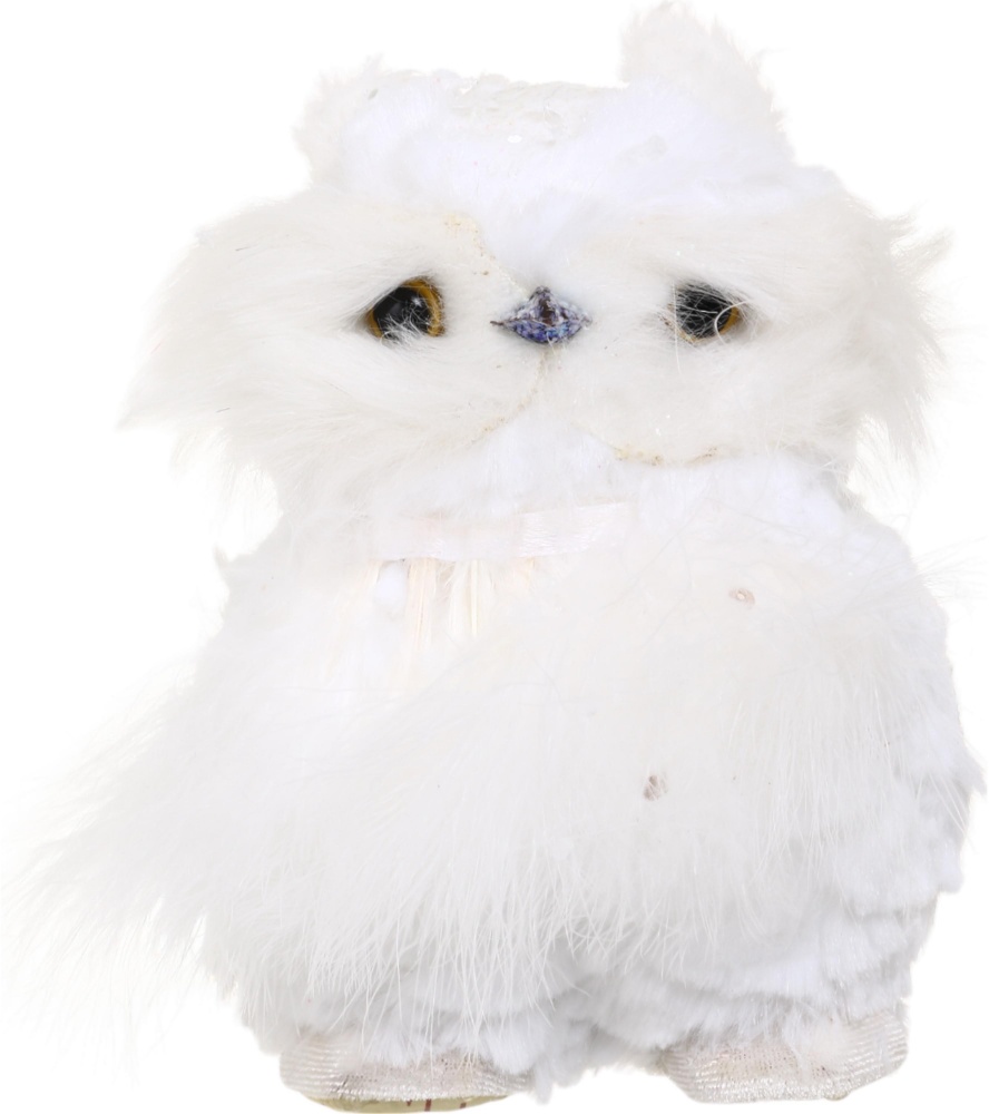 Декорация новогодняя Сова пушистая с перьями (F1962112) 15 см