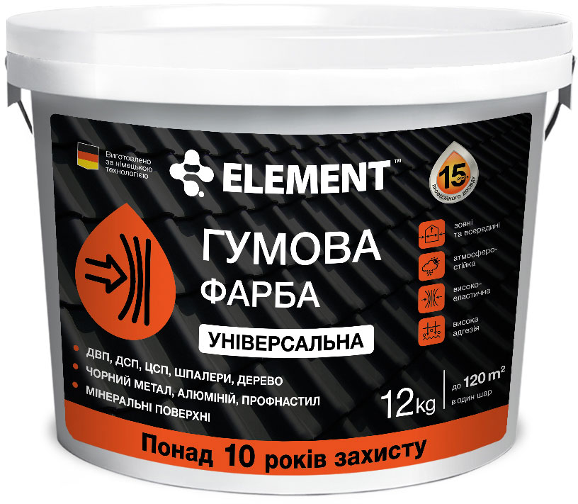 Краска резиновая Element универсальная RAL 7040 мат серый 12кг