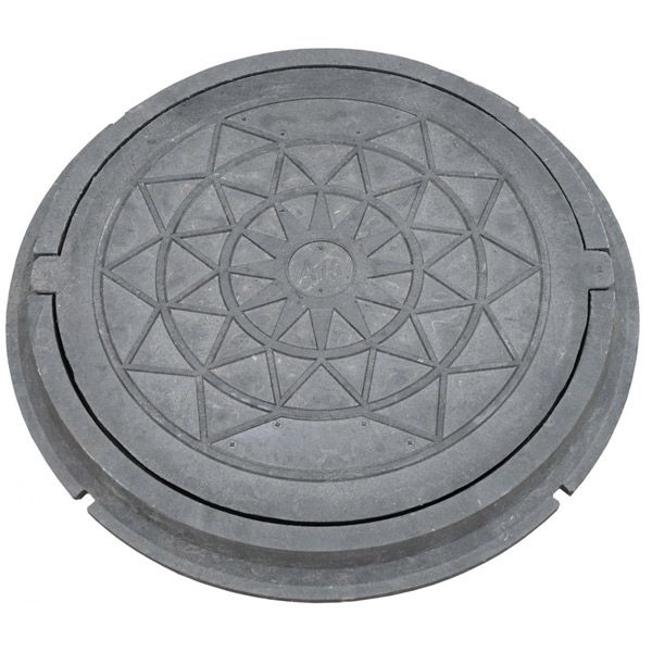 Люк канализационный PE RUSLANA 780 мм A15 без замка черный