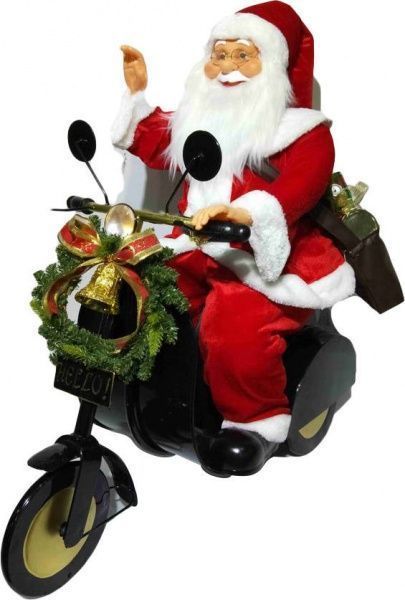 Декорація новорічна Дід Мороз на мотоциклі 80 см EPI-S18T11 