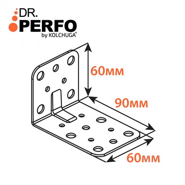 Кутник перфорований Kolchuga рівносторонній 90x90x60 мм 2,5 мм
