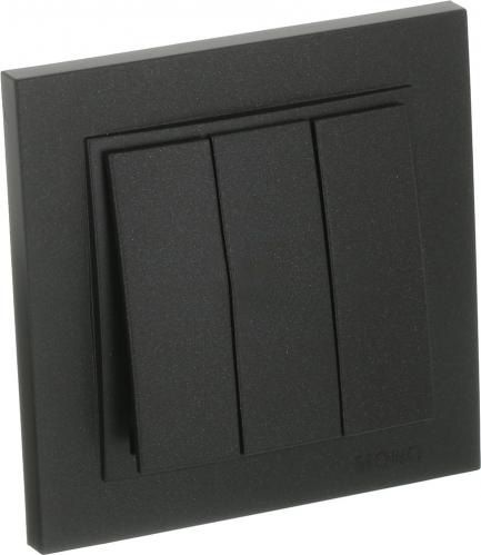 Вимикач триклавішний Mono Despina без підсвітки 10 А 250В графітовий 102-202022-114