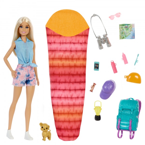 Игровой набор Barbie кемпинг на природе с красным спальным мешком
