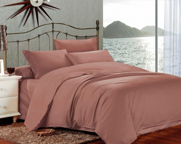 Комплект постільної білизни сімейний теракот Homeline 
