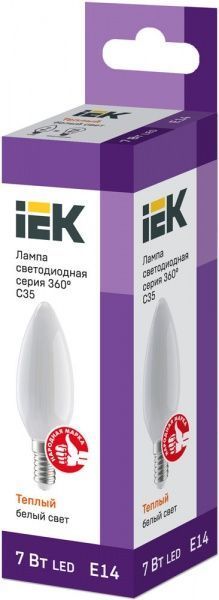 Лампа светодиодная IEK FIL C35 7 Вт E14 3000 К 220 В матовая 