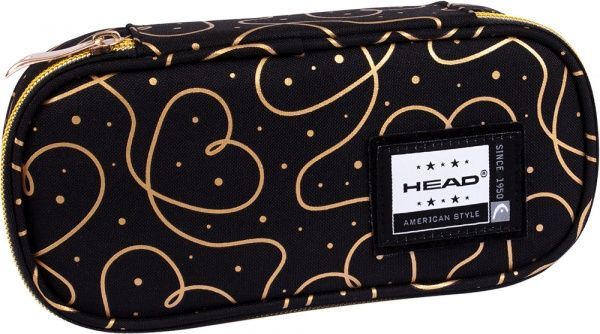 Пенал школьный AC5 Golden Hearts Head черный с узором
