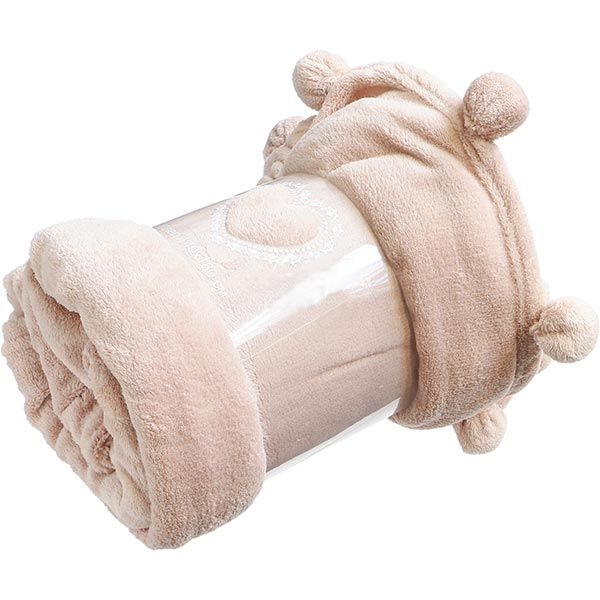 Плед мікрофібра Underprice Pompom рожевий 140x180 см