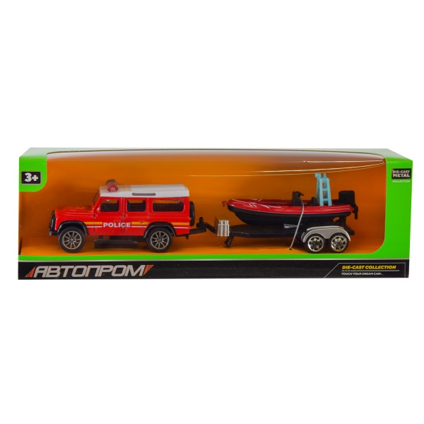 Машинка Автопром 1:50 Полицейская с прицепом AP7468