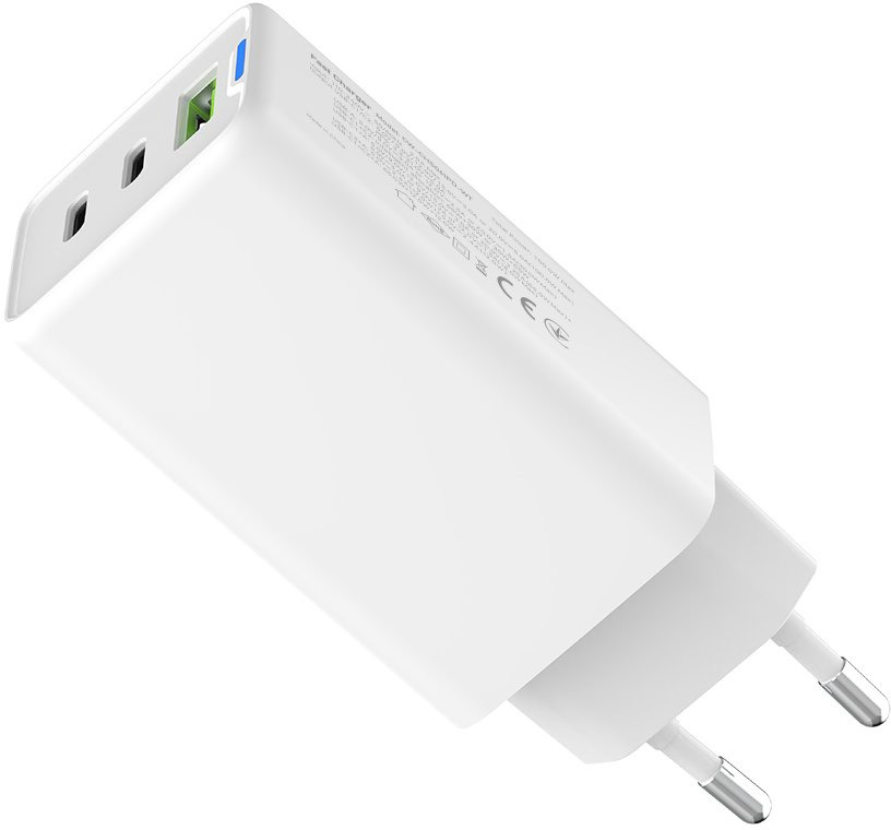 Сетевое зарядное устройство ColorWay GaN Mini 65W PD Port PPS USB (USB-2C1A) белый (CW-CHS058PD-WT)