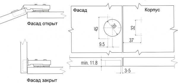 Петля накладная с механизмом PUSH ON DC DC 