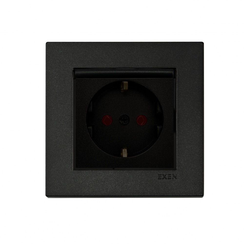 Механізм розетки побутова без заземлення EXEN Karell IP20 чорний 290-001403-240
