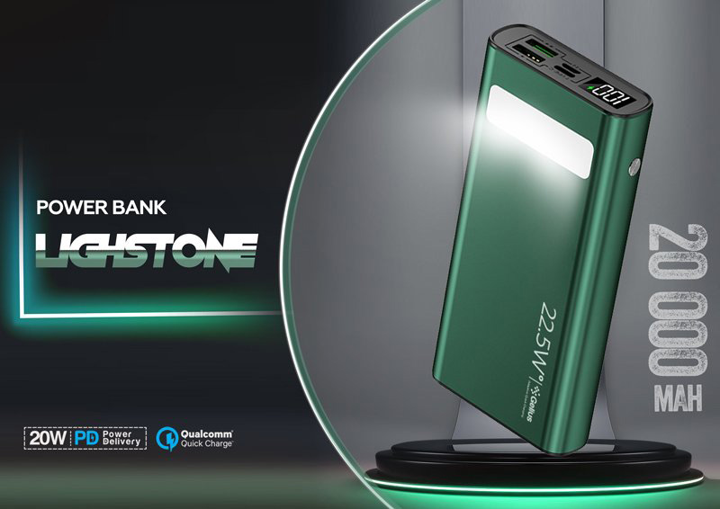 Повербанк Gelius Lightstone GP-PB300i 20000 mAh green (00000099033)