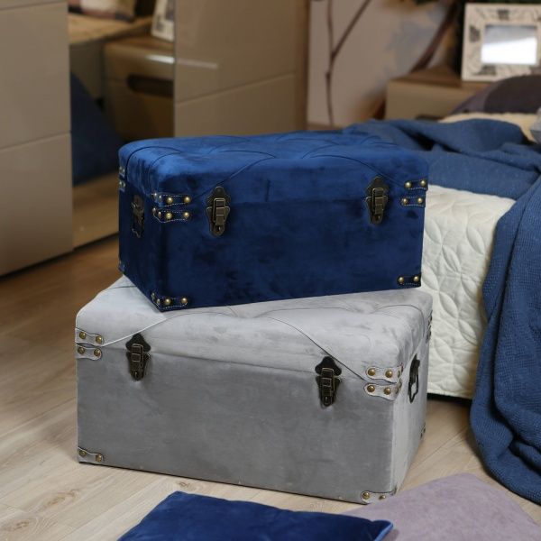 Скриня-пуф Art&Crafts Велюр світло-сірий 57х30х29 см 