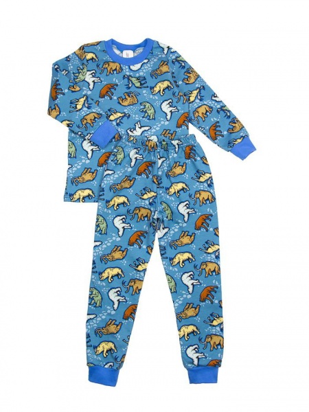 Пижама детская для мальчиков Luna Kids Зверюшки (байка) р.146 голубой 