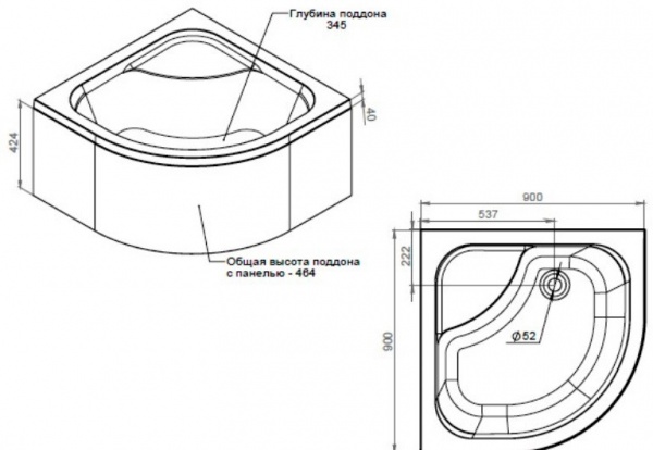 Піддон душовий AM.PM Gem Deep W90T-401A090W 90х90 см із сифоном