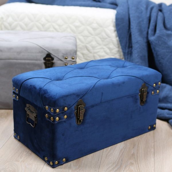 Сундук-пуф Art&Crafts Велюр 50х25х23 см синий 