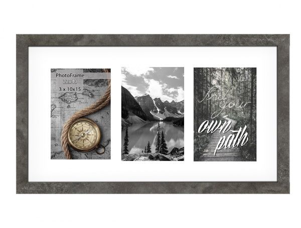 Фоторамка с паспарту SvitArt FKP-3-1913-3A 10x15 см гранитный серый 