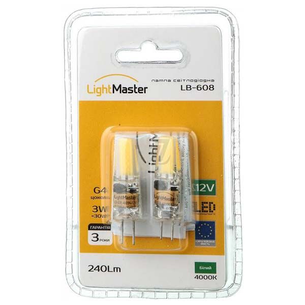 Лампа світлодіодна LightMaster LB-608 2 шт./уп. 3 Вт капсульна матова G4 12 В 4000 К 