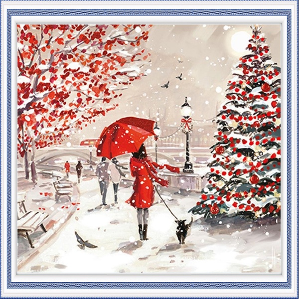 Картина стразами Зимова прогулянка 40x50 см на підрамнику 954137 Santi 