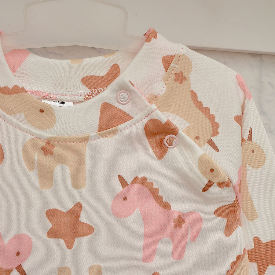 Ромпер-реглан для девочки Blanka Единорожки р.74-80 бежевый 110837