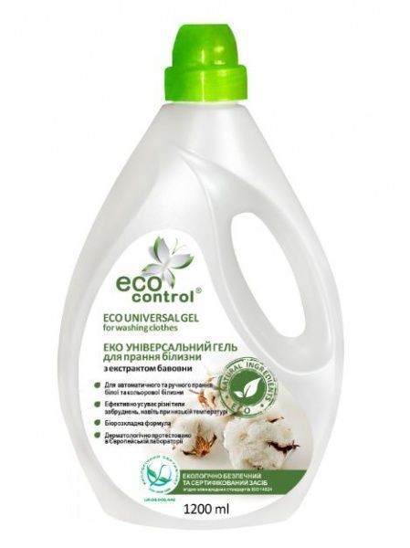 Гель для машинной и ручной стирки ECO CONTROL универсальный с экстрактом хлопка 1,2 л