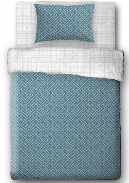 Комплект постельного белья Tailored 1,5 бирюзовый с серым Ibodo 