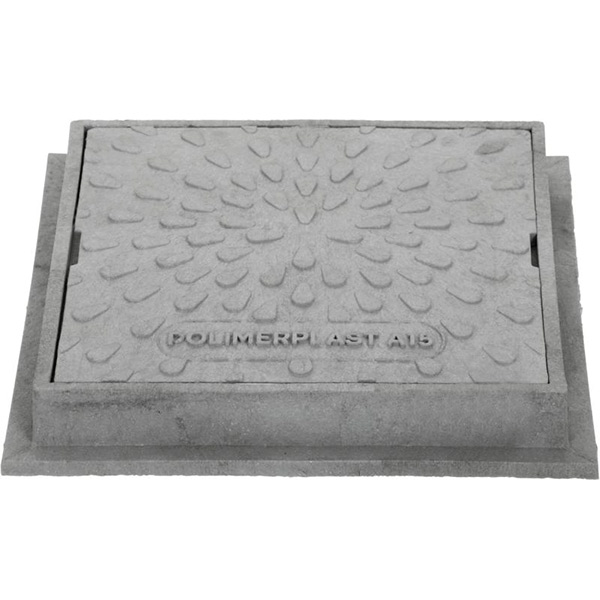 Люк ревизионный (обзорный) POLIMERPLAST 385x385 мм A15 без замка серый