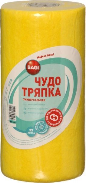 Салфетки в рулоне универсальные Bagi Чудо тряпка 33 шт./уп. желтый