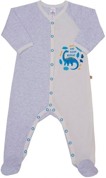 Комбінезон дитячий ТМ Софія Синій динозаврик р.50 сірий меланж 190150 